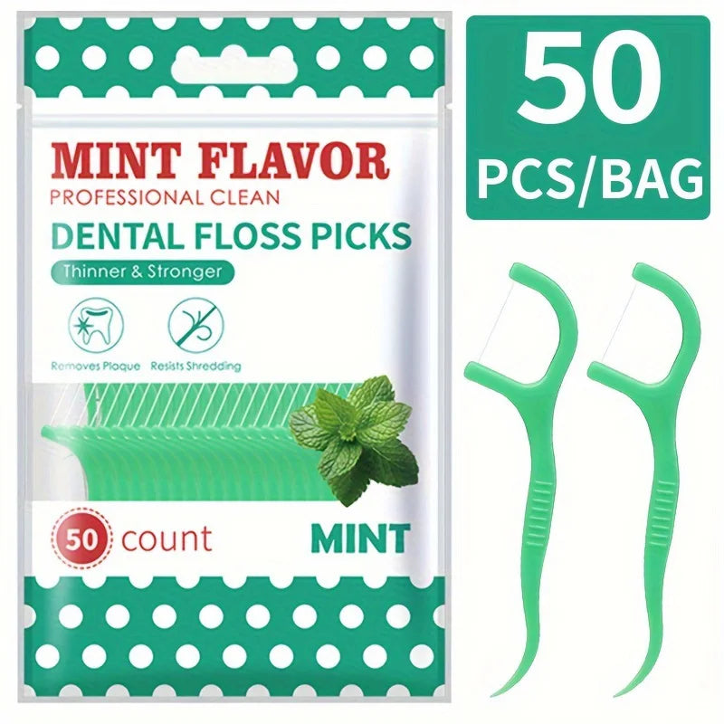 Mint dental floss stick - home portable disposable care dental floss stick - oral care - deep cleaning - interdental cleaning pr