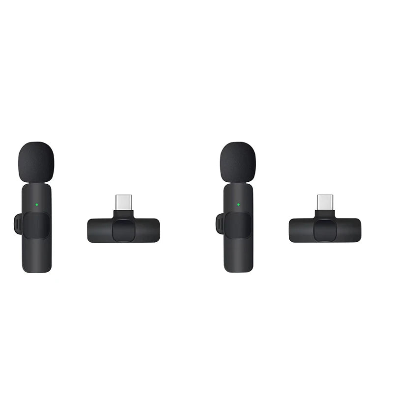Two Wireless Lavalier Microphones Audio Video Recording Mini Microphone for iPhone Android for vlog YouTube Shooting Microphone