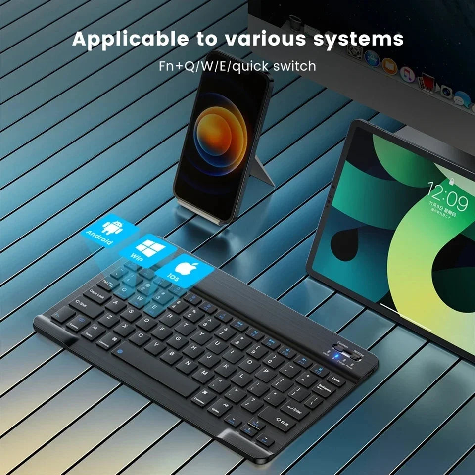 Spanish English Bluetooth Wireless Keyboard Portable for IPad Mac PC Tablet Cell Phone Laptop and Mouse