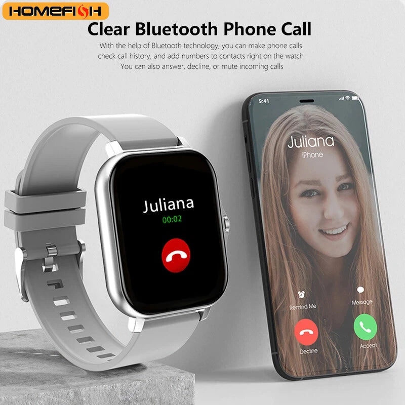 HOMEFISH Smart Watch Android Phone 1.44''Inch Color Screen Bluetooth Call Blood Oxygen/Pressure Monitoring Smart Watch Women Men