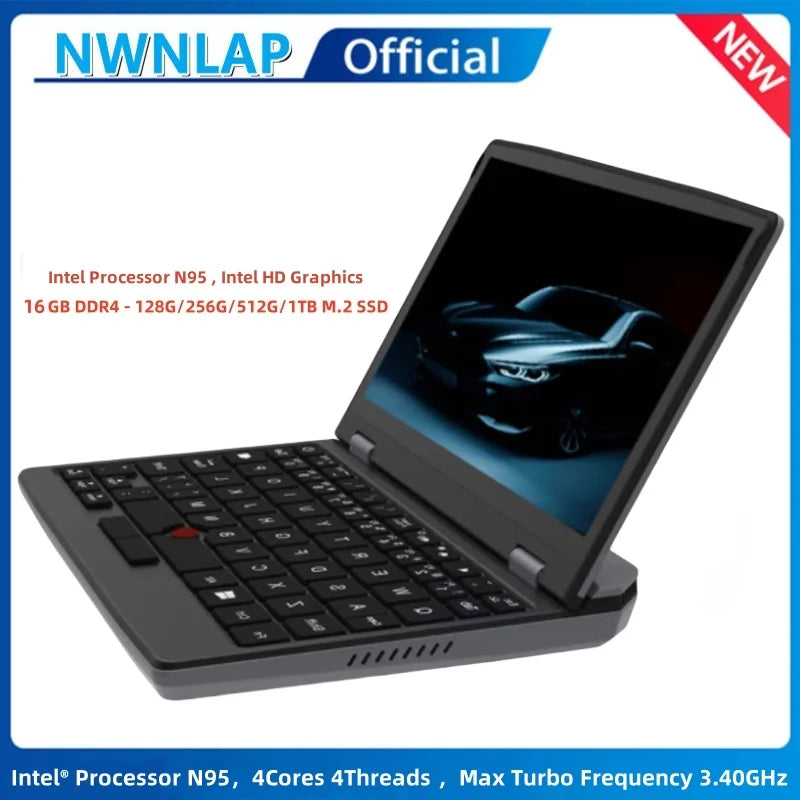 7 Inch Mini Laptop Intel N95 Notebook Touch Screen Portable Netbook Windows 11 Mini PC Micro Computer Bluetooth 4.2 16GB 1TB