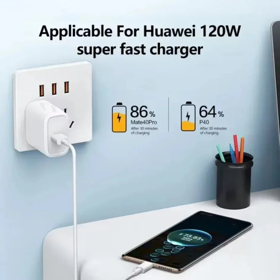 Universal 120W USB Type C Cable 10A Super Fast Charging Data Cord 1M/1.5M/2M Compatible with Xiaomi Samsung Huawei Charging Cabl