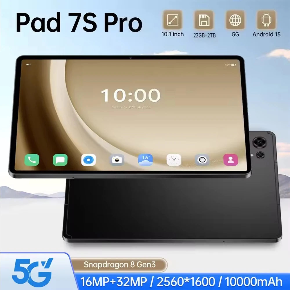 New Pad 7s pro Original 5G Dual SIM Tablets Android 15 Global Edition 22GB+2TB kids Tab Tablet PC 10000mAh With keyboard Laptop