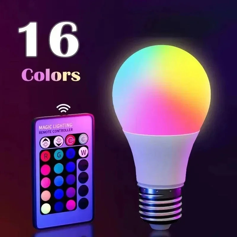 16 Colors RGB Colorful Infrared Remote Control Bulb 24 Key Remote Control Spotlight Color Changing Party Atmosphere Light