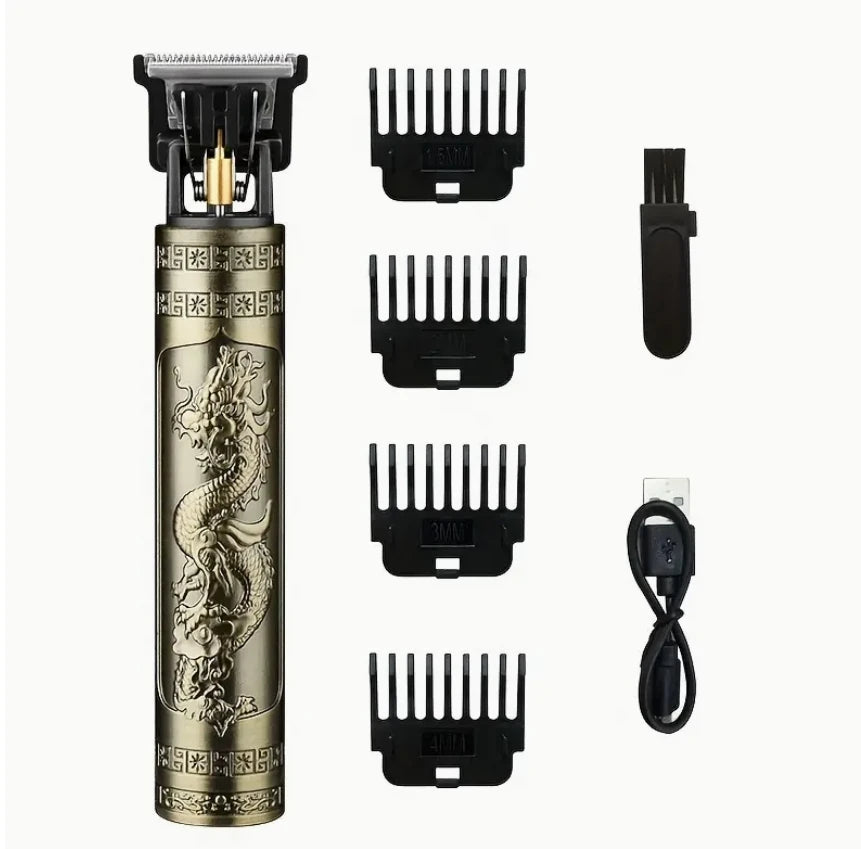 T9 HairClipper Beard Shaving Body Hair Trimmer Clippers Electric Machine Men Haircut Machine 0mm Barber ShaverDragon Carved