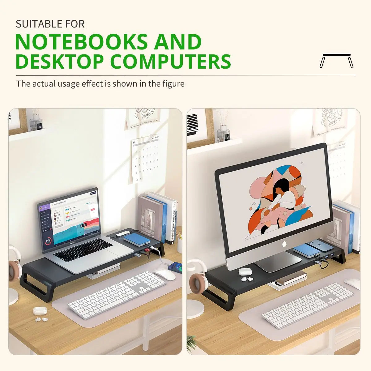 Computer Monitor Stand Desktop Organizer with or without USB3.0 Hub Aluminium PC Screen Laptop Desk Stand Mouse Keyboard Storage