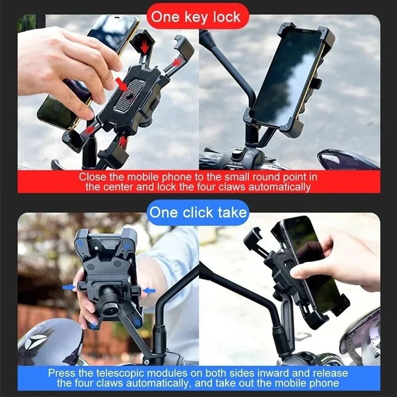 360 Rotation Motorcycles Bicycles Phone Holder Mobile Phone Navigation Bracket Bike Riding Shockproof For iPhone Xiaomi Samsung