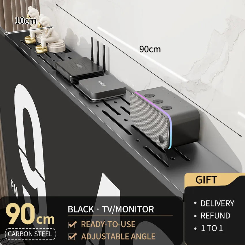 Foldable Computer Monitor Rack TV Set-Top Box Holder Shelf Monitor Screen Bracket Router Remote Stand Storage TV Top Rack Shelf
