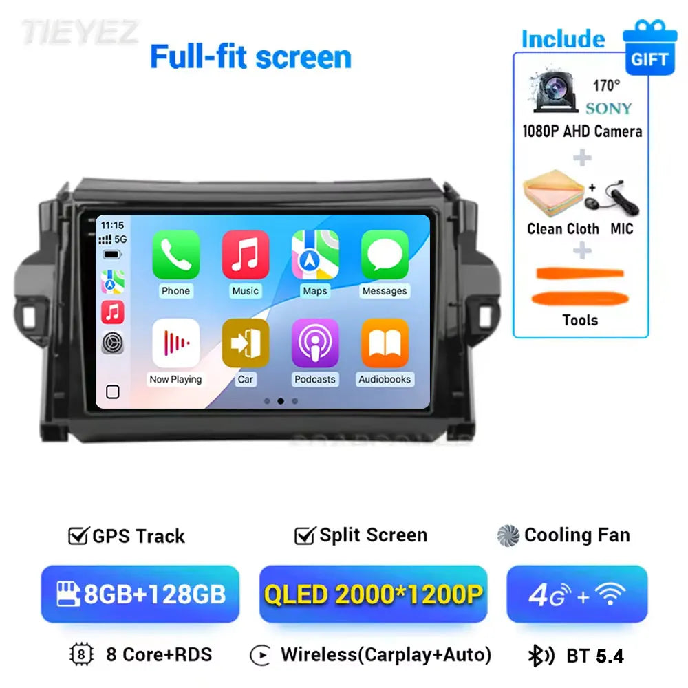 Car Android For Toyota Fortuner 2 SW4 2015-2022 Auto Radio Video Multimedia Player GPS Navigation In-cell QLED Screen 4G 2DIN