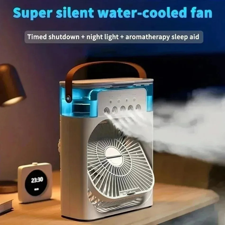 New 3 In 1 Portable Fan AIr Conditioner Household Mini Air Cooler LED Night Light Humidifier Air Adjustment Fan Office Home Fan