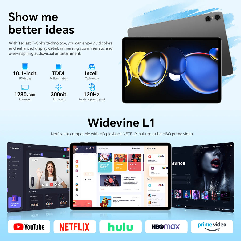 Teclast Tablet P30T Case Android 15 10.1" IPS Max 12GB RAM 128GB ROM T606 8-core P30TCase/Keyboard/Mouse/Stylus/Headphone/Stand