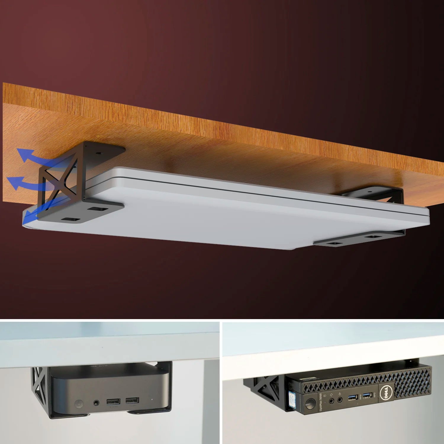 Under Desk Laptop/Mini PC Storage Mount,CPU Holder,Compatible with Dell OptiPlex,Mac Book,Mac Mini and More