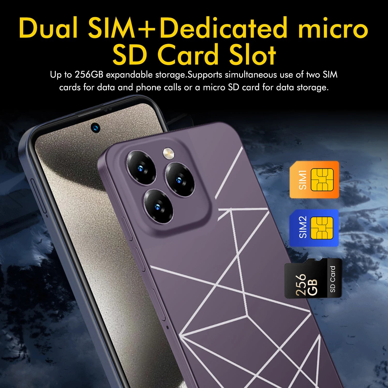 Smartphone A16 Pro,4G Phone Android,6.8in,8GB RAM,256GB ROM,Dual SIM,Mobile phones,Google Play Store,24+48MP,6800mAh,Cellphones