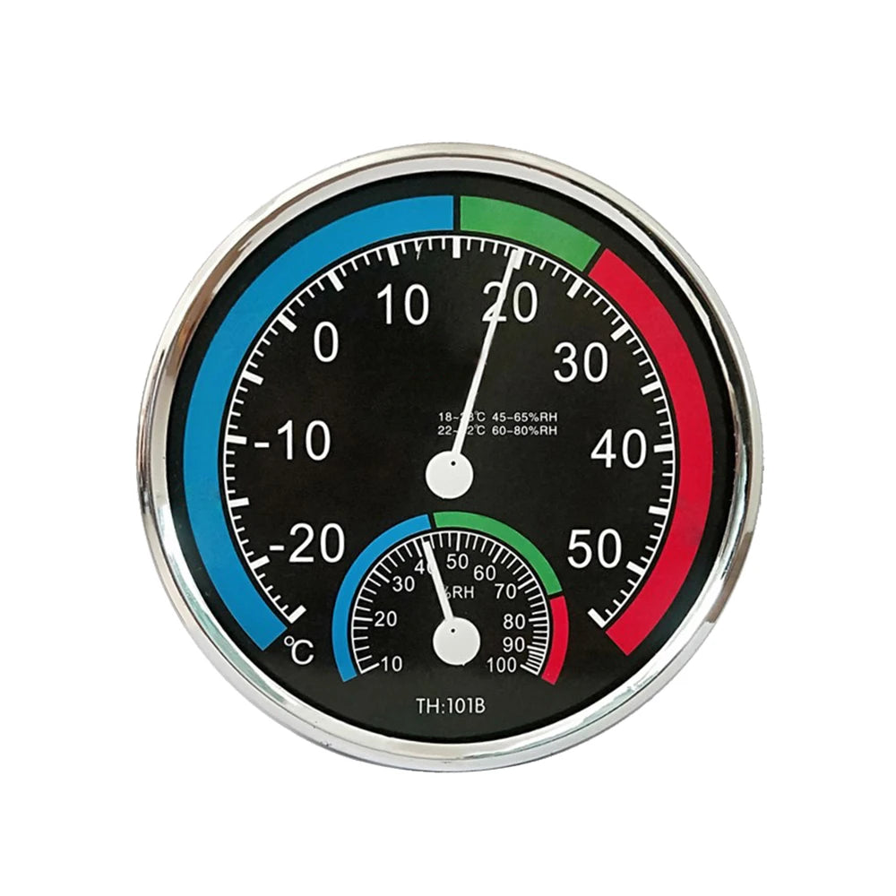 Mini Round Pointer Thermometer Hygrometer -30℃-50℃ Thermometer 20%-100% Hygrometer Indoor Office Humidity Monitor