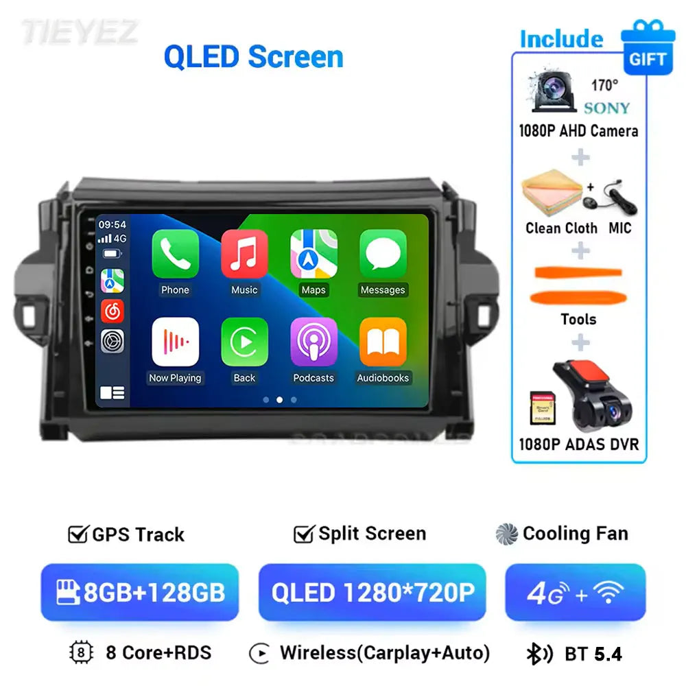 Car Android For Toyota Fortuner 2 SW4 2015-2022 Auto Radio Video Multimedia Player GPS Navigation In-cell QLED Screen 4G 2DIN