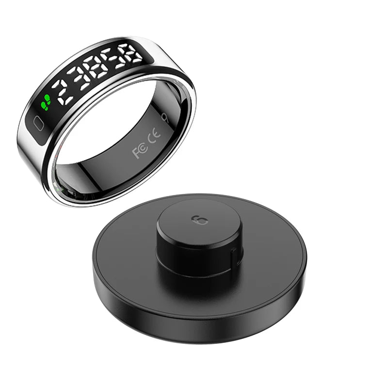 AMZMAX R11 Smart display Ring Men Women with Wireless Charging stand,Health and Sleep Monitor,5ATM Waterproof,Multi-sport Modes