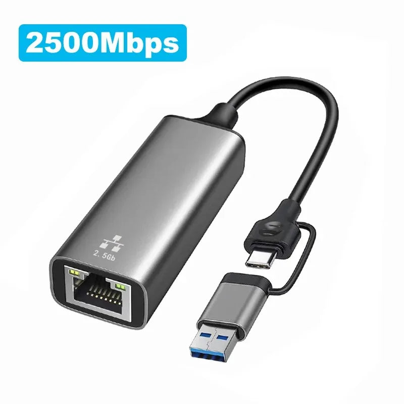 USB C to 5Gbps Ethernet Adapter RJ45 USB 3.2 Gigabit Network Adapter 5000Mbps Type C Ethernet Card For Windows 10/11 Mac OS 11