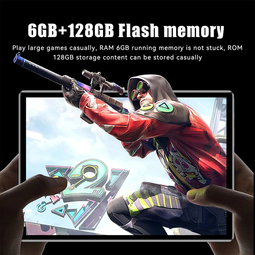 New Arrival 10.1 Inch Octa Core Android Tablets 6GB RAM 128GB ROM 4G Dual SIM Network AI Speed-up Tablet Bluetooth WiFi 6000mAh