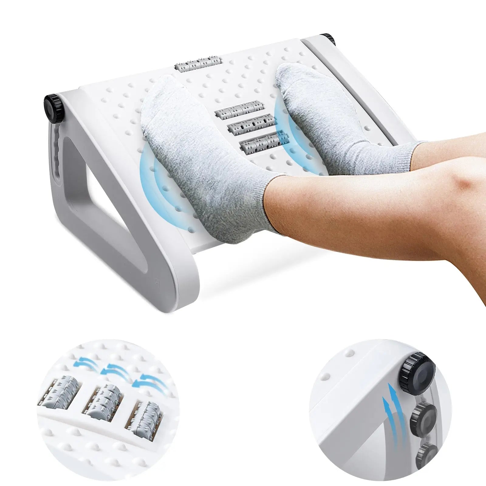 Foot Rest for Under Desk Adjustable Foot Rest Ergonomic Foot Stool Massage for Pressure Relief Portable Footstool Leg Rest Desk