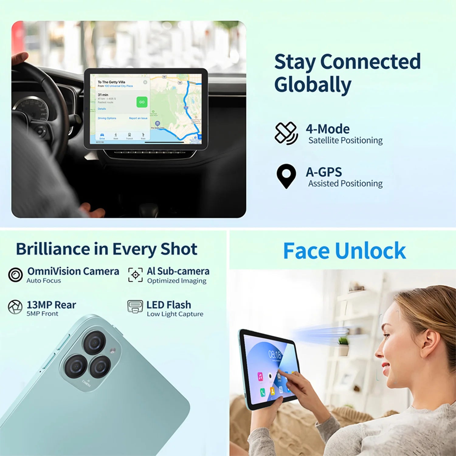 11 Inch Android Tablet 12GB+128GB Octa-Core 7000mAh Android 14 Google Play 4G LTE Phone Call 5G WiFi Global Version Tablet PC