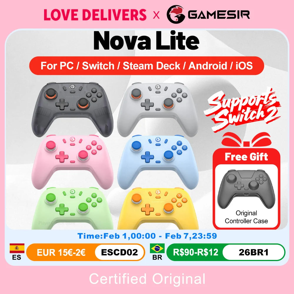 Gamesir Gamepads PC Switch 2 Controller Nova Lite Controle Hall Effective Joystick for Nintendo Switch Steam Android iOS Phone