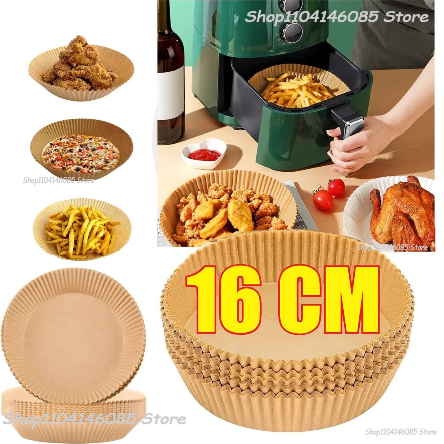 300PCS Air Fryer Disposable Paper Square Round Baking Paper Barbecue Plate NonStick Mat Kitchen Oven Oil Absorbing Paper Tool