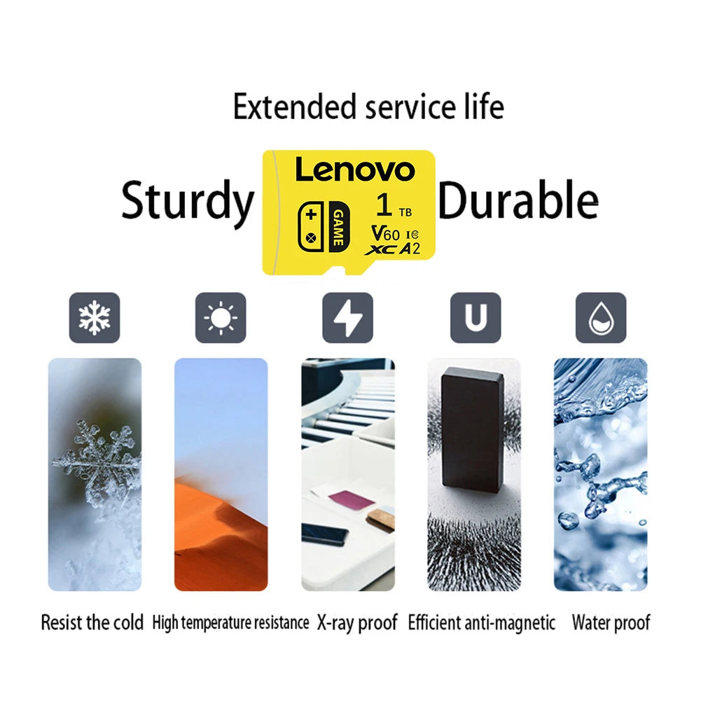 Lenovo 2TB 128GB SD Card Micro SD Card High-Speed 1TB Memory Card Android Phone Tablet Laptop Storage 4K Video Travel Outdoor