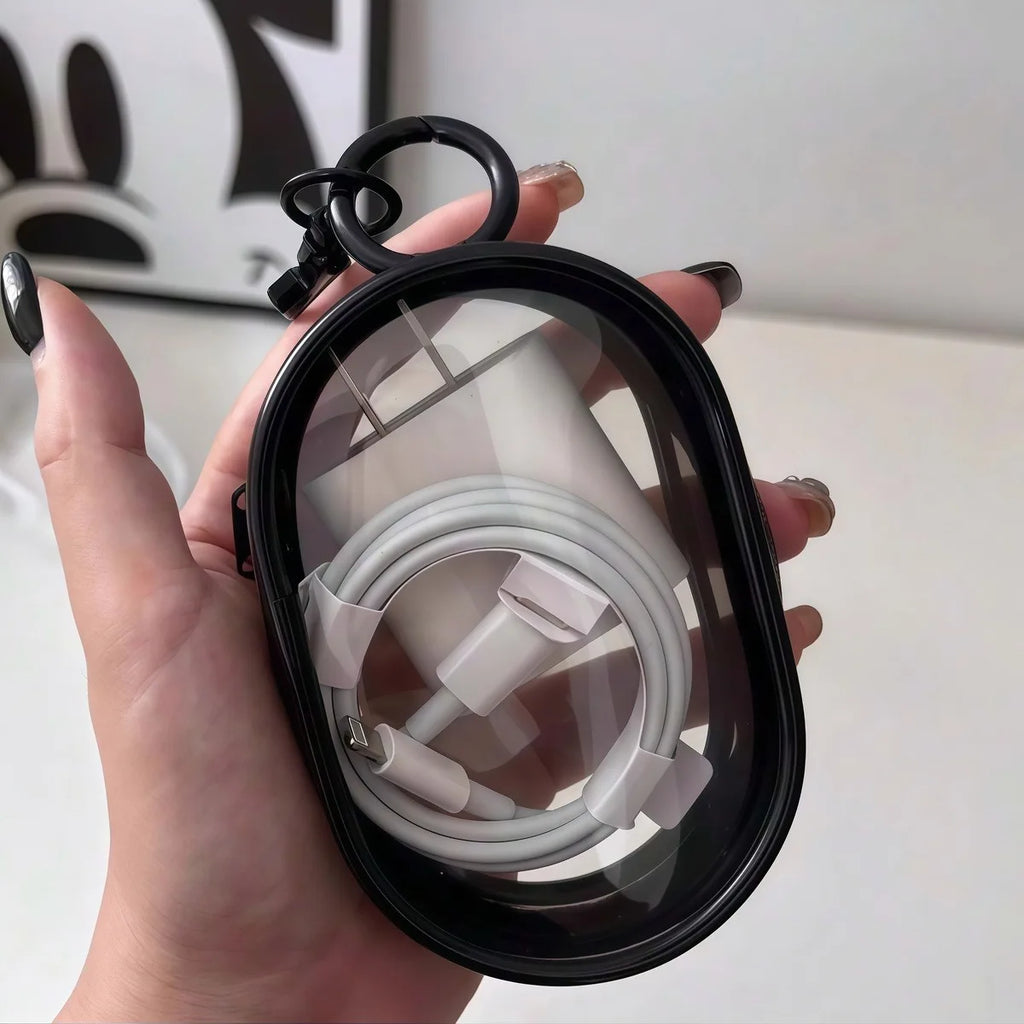 Multi Functional Storage Bag Transparent Data Cable Charger Storage Box Portable Zipper Dustproof Storage Box Small Doll Storage