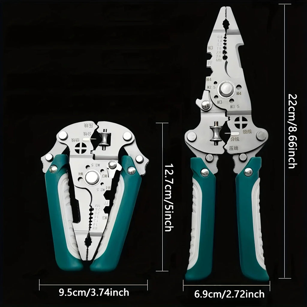 Foldable wire stripper, pulley design multi-function electrician wire splitter wire winding pliers crimping pliers hand tool