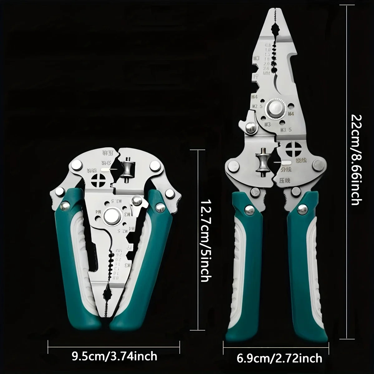 Foldable wire stripper, pulley design multi-function electrician wire splitter wire winding pliers crimping pliers hand tool