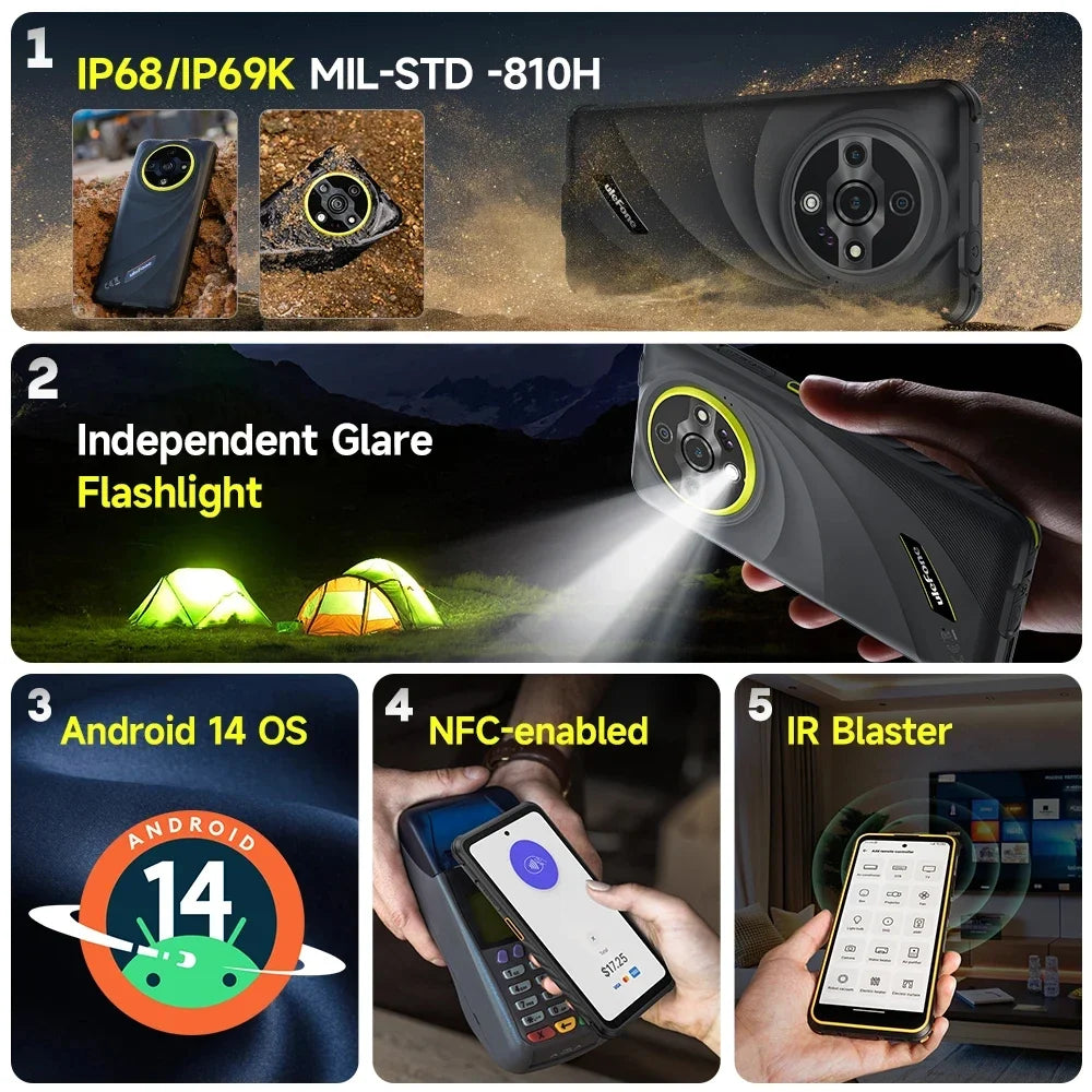 Ulefone Armor X31 Pro 5G Rugged Smartphone 6.56" 120Hz Display Up to 16GB RAM 256GB ROM 64MP Camera Cell Phone NFC Android 14