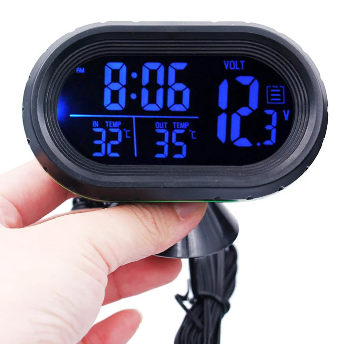 DC 12V Car Thermometer 4 in 1 Time Date Dual Temperature LED Auto Digital Car Thermometer Monitor With Backlight