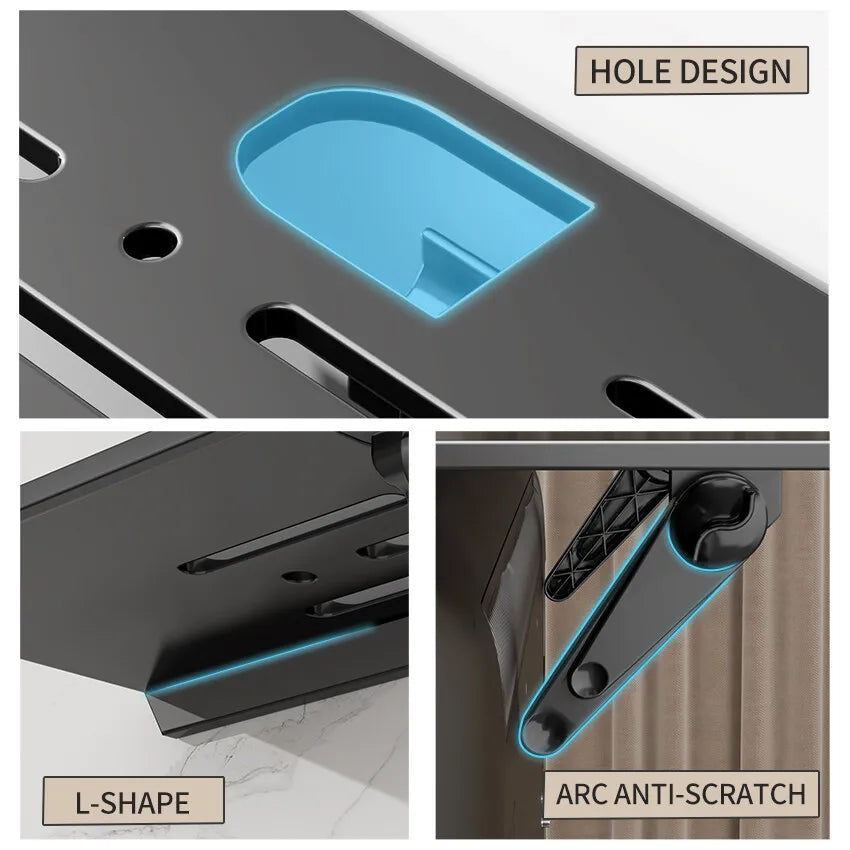 Adjustable Computer Monitor Rack TV Set-Top Box Holder Shelf Monitor Screen Bracket Router Remote ControlStorage Organizer Shelf