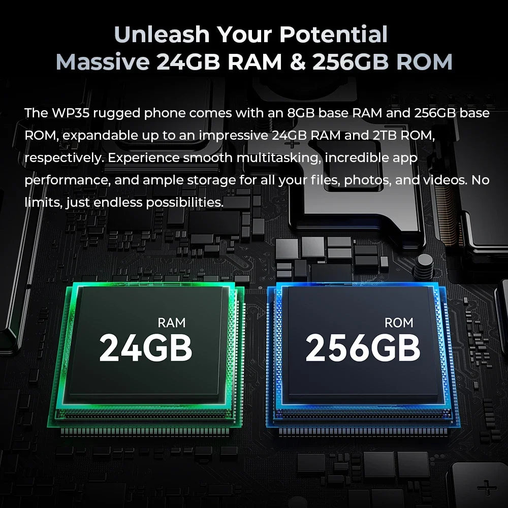 Oukitel WP35 5G Rugged Smartphone 24GB+256GB Android 14 6.6" 2.4K 11000mAh Mobile Phone  64MP Camera NFC Cell Phone