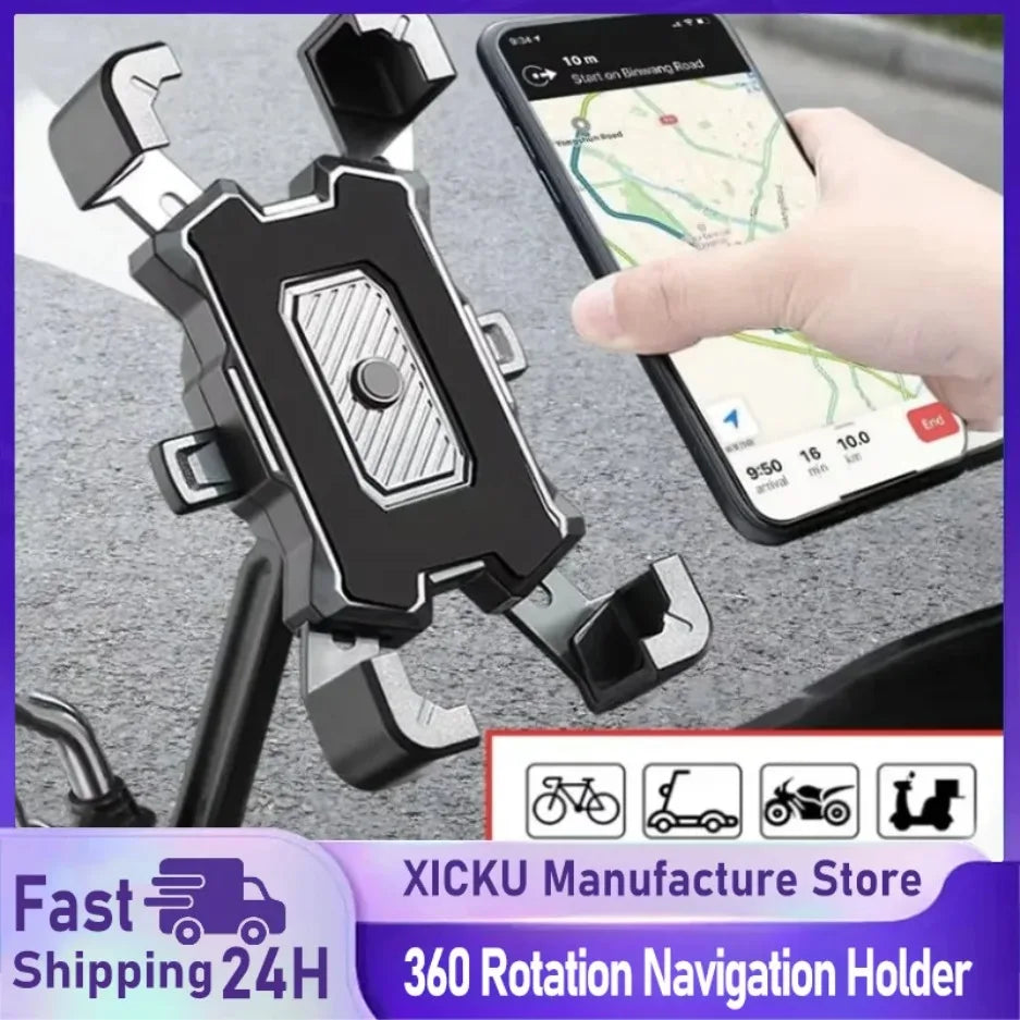 360° Rotatable Electric Bicycle Phone Holder for iPhone Riding MTB Bike Moto Motorcycle Stand Bracket Non-slip Cycling
