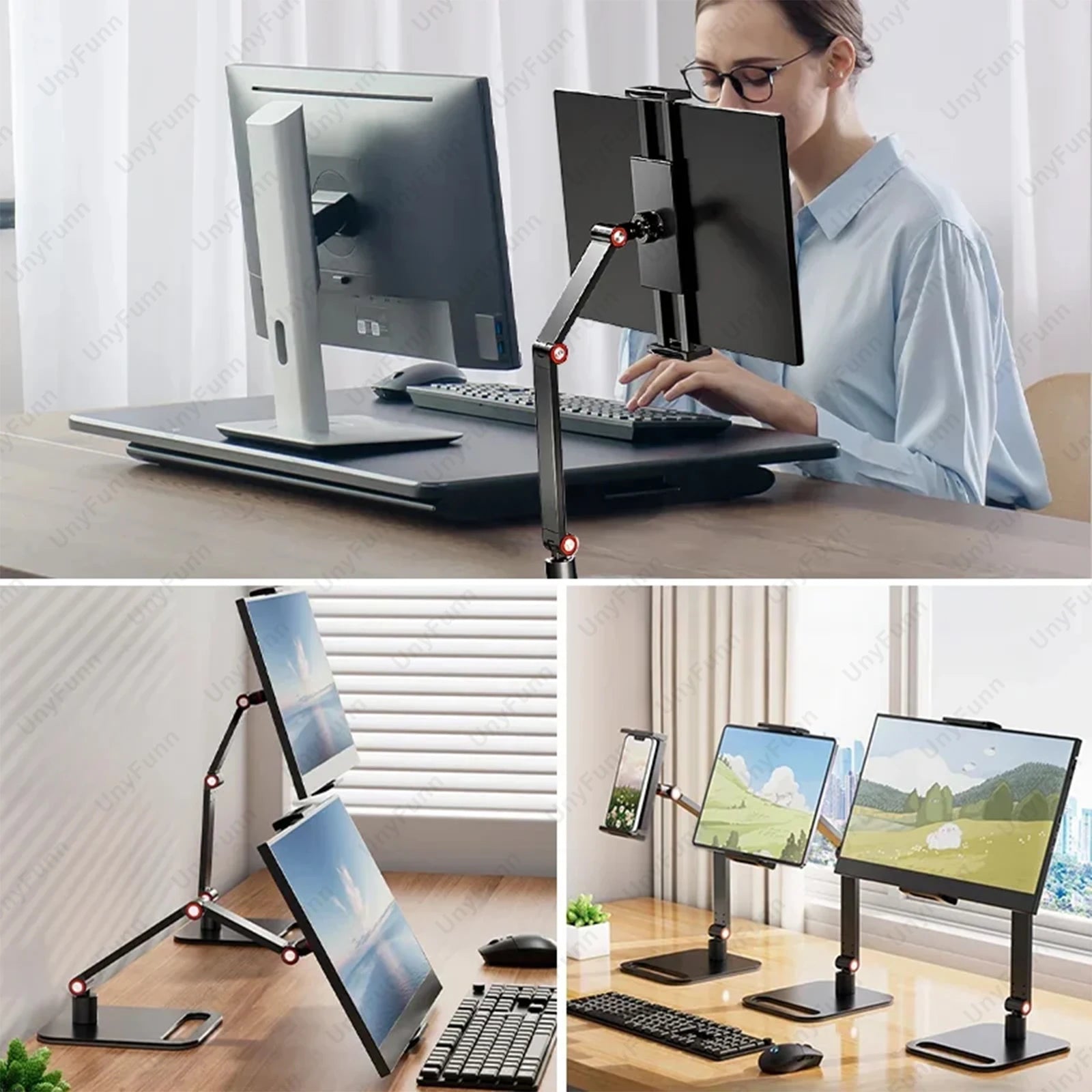 Portable Monitor Holder Expandable Adjustable Laptop Gaming Desktop Clamp Stand Phone External Vertical Screen Expansion Mount