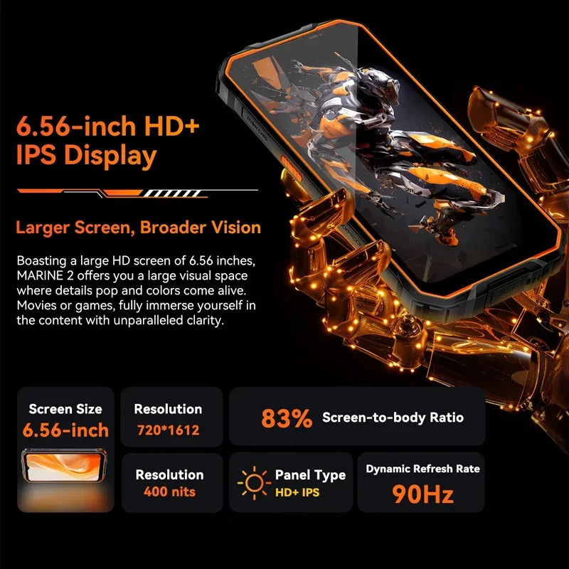 Blackview OSCAL Marine 2 Rugged Smartphone Android 15 11000mAh Battery AI Phone 6.56Inch HD+ Unisoc T615 8GB+256GB Cellphone NFC