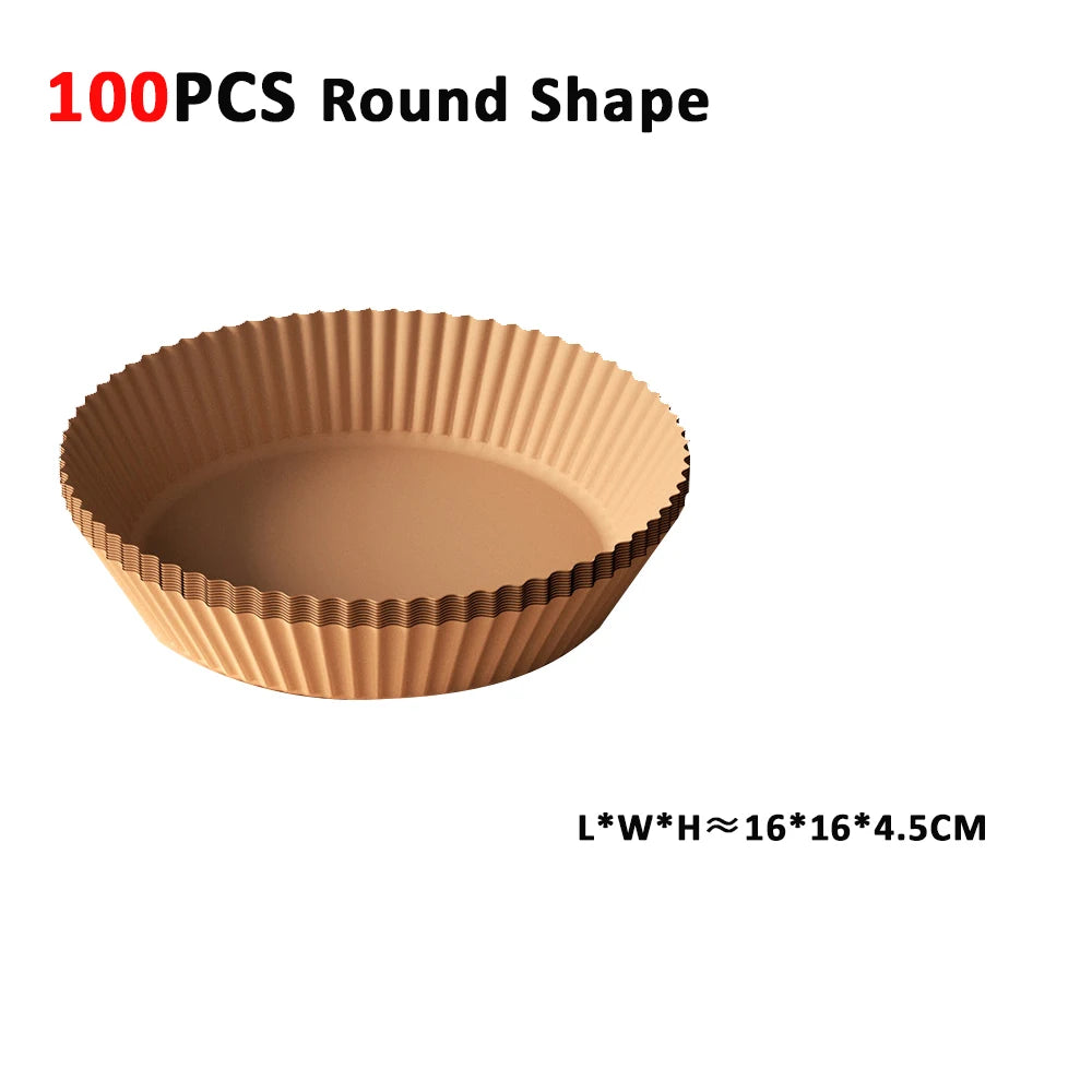 Air Fryer Paper 100pcs Disposable Air Frying Baking Paper Round Square Air Fryer Liners Baking Paper Air Fryer Accessories 50pcs