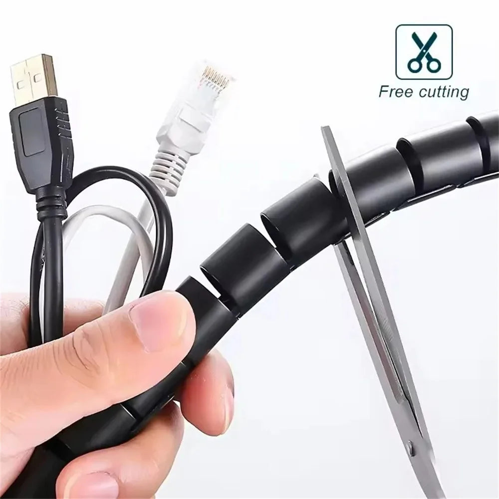 2M Flexible Spiral Cable Protector Wire 10/16mm Storage Wire Protection Cover Computer Cord Clip Organizer Management Tool