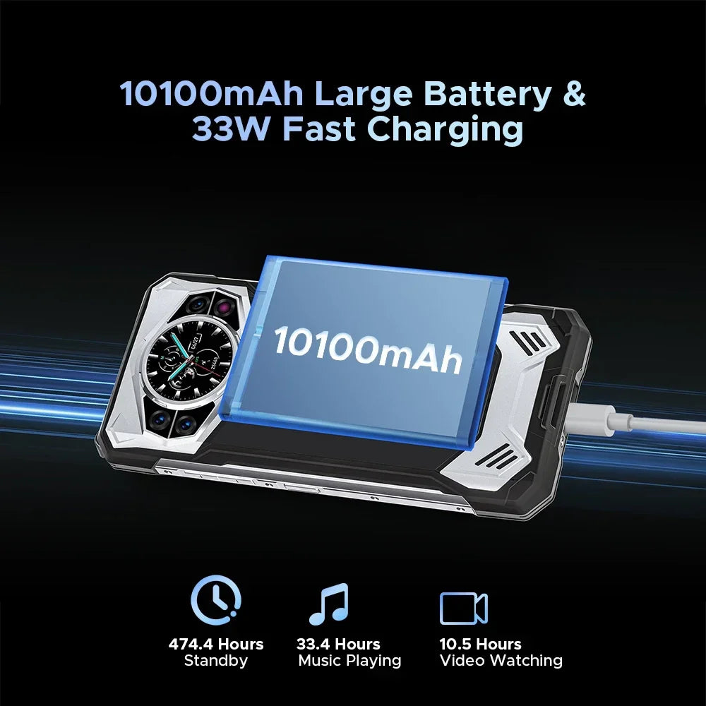 DOOGEE S200 5G Rugged Smartphone 32GB(12+20) 256GB 6.72" 120Hz 1.32'' AMOLED Rear Display 100MP 10100mAh Android 14 Cellphone