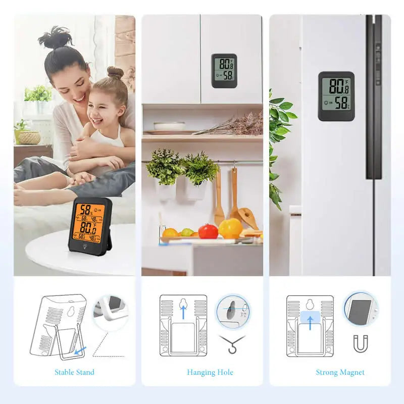 Indoor Digital Temperature Humidity Meter With Stand Magnet Portable House Office Temperature Monitor Thermometer Hygrometer