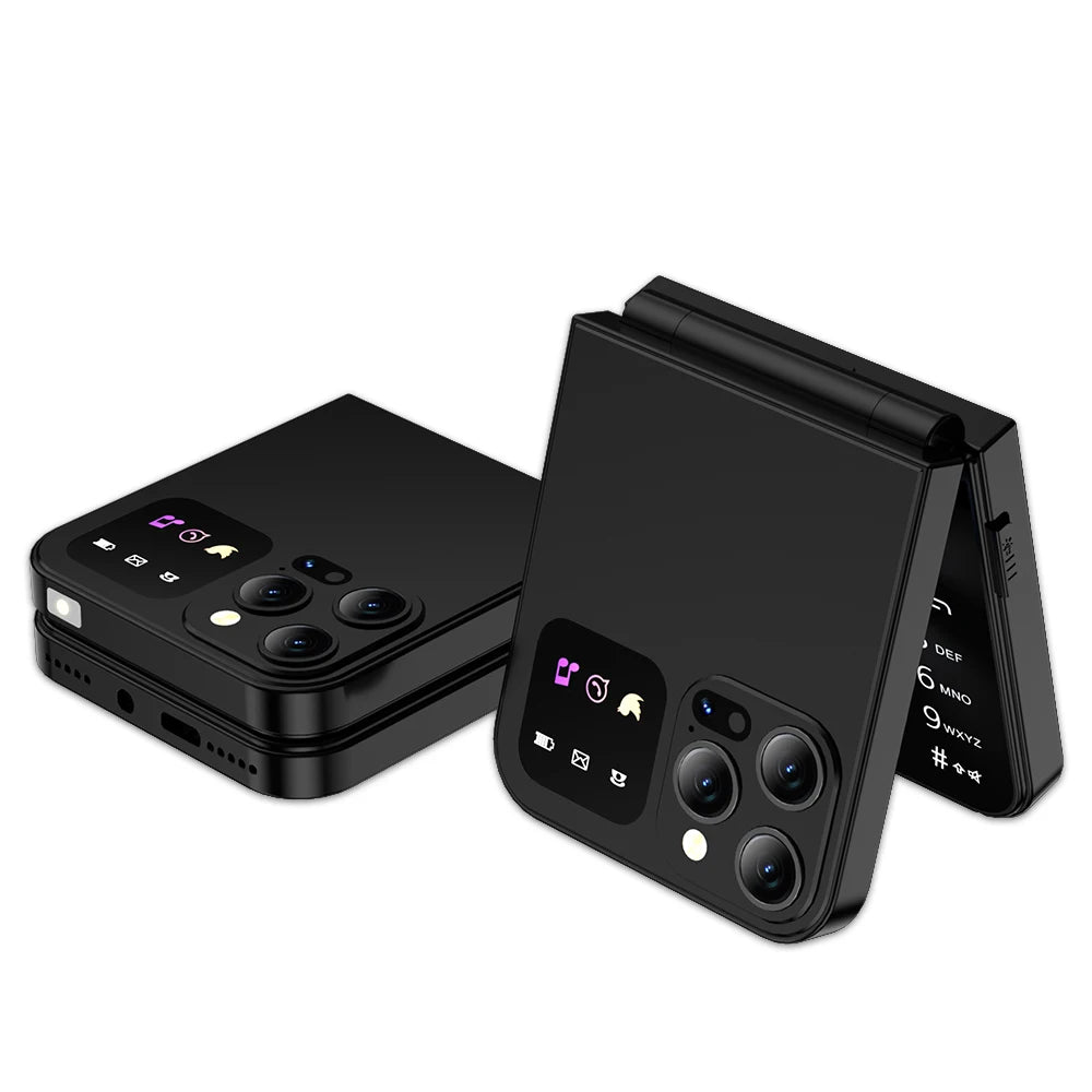 SERVO A50 Pro Flip Phone Dual SIM Card GSM Electric Torch Automatic Call Recording 2.4 Inch Screen Foldable Mobile Phones Type-C