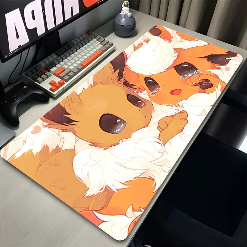 Kawaii Japan Anime Mouse Pad PC Colorful E-eevee Gamer Cabinet Mousepad HD P-pokemonS Keyboard Rug Laptop Gaming Rubber Desk Mat
