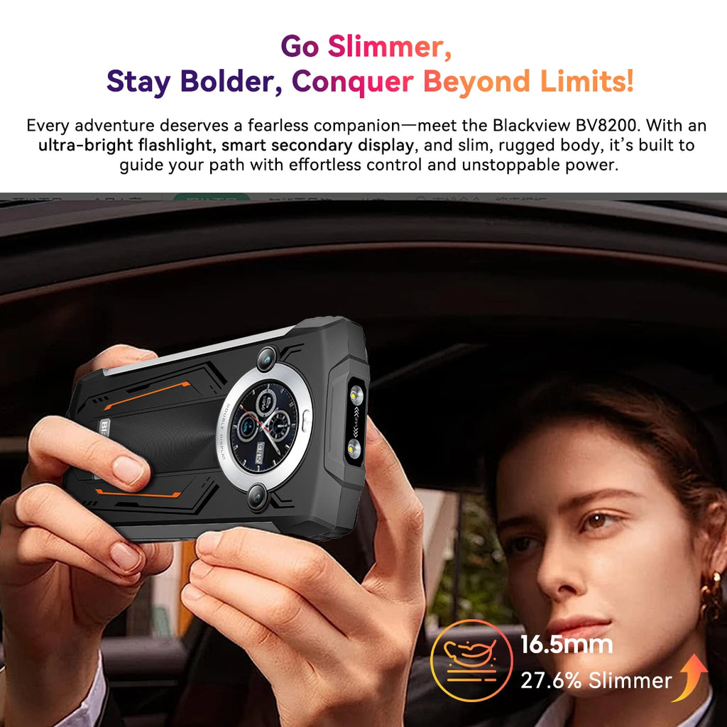 Blackview BV8200 Rugged phone 6.49" 2.4K 120Hz Display Helio G100 12GB 256GB NFC Flashlight Android 14 CellPhone