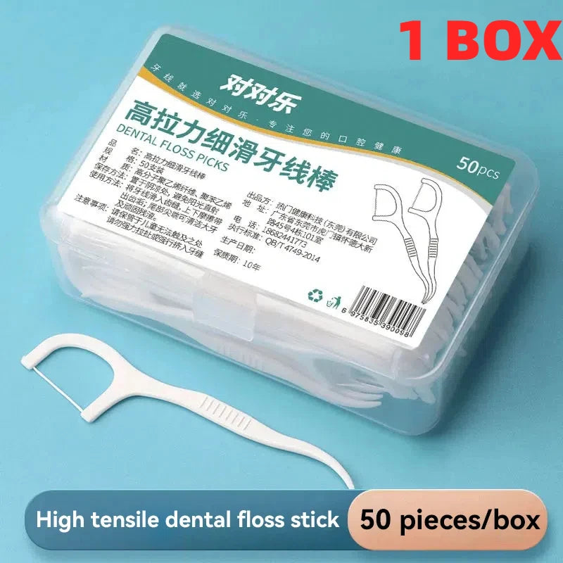 Dental Floss Stick High Tension Smooth Disposable Toothpick with Portable Floss Box for Teeth Care