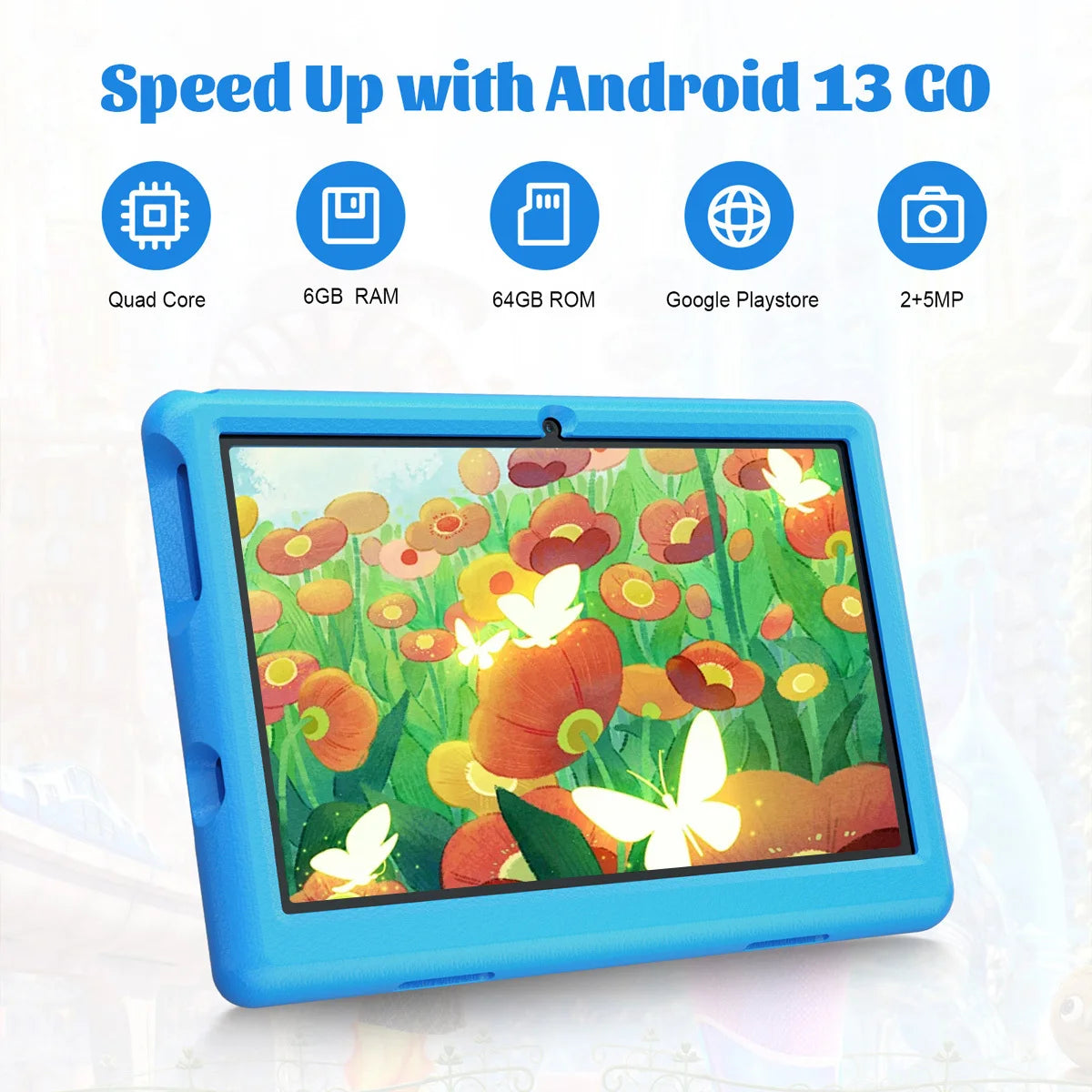 BESTSKI 10 Inch Kids Tablet with 6GB RAM+64GB ROM+128GB SD Expand, 5000mAh, Dual Camera, with Parent Control & Kids Education