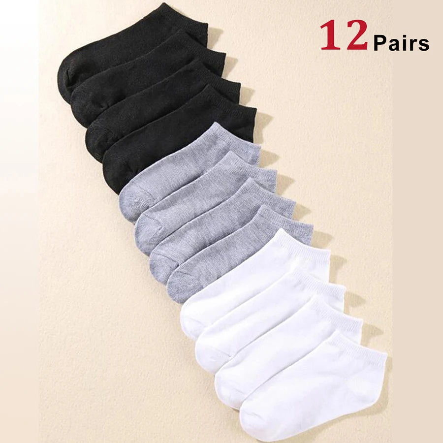 1/5/10 Pairs Comfortable Men's Women's Socks Casual Short Solid Color Spring Summer Boat Sock Fashionable Round Neck Ankle Socks