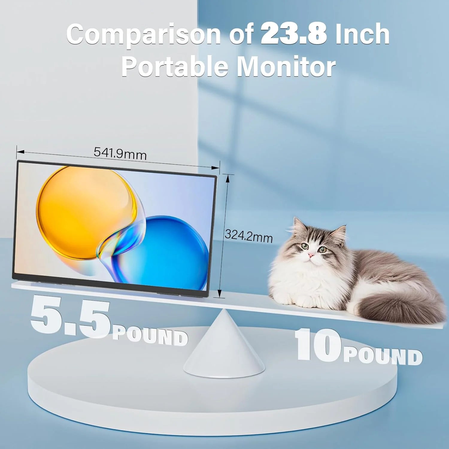 AHXJKA 23.8" 100Hz Portable Monitor w/178° Adjustable Stand Type-C HDMI IPS Eye Care External Computer Display for Laptop pc