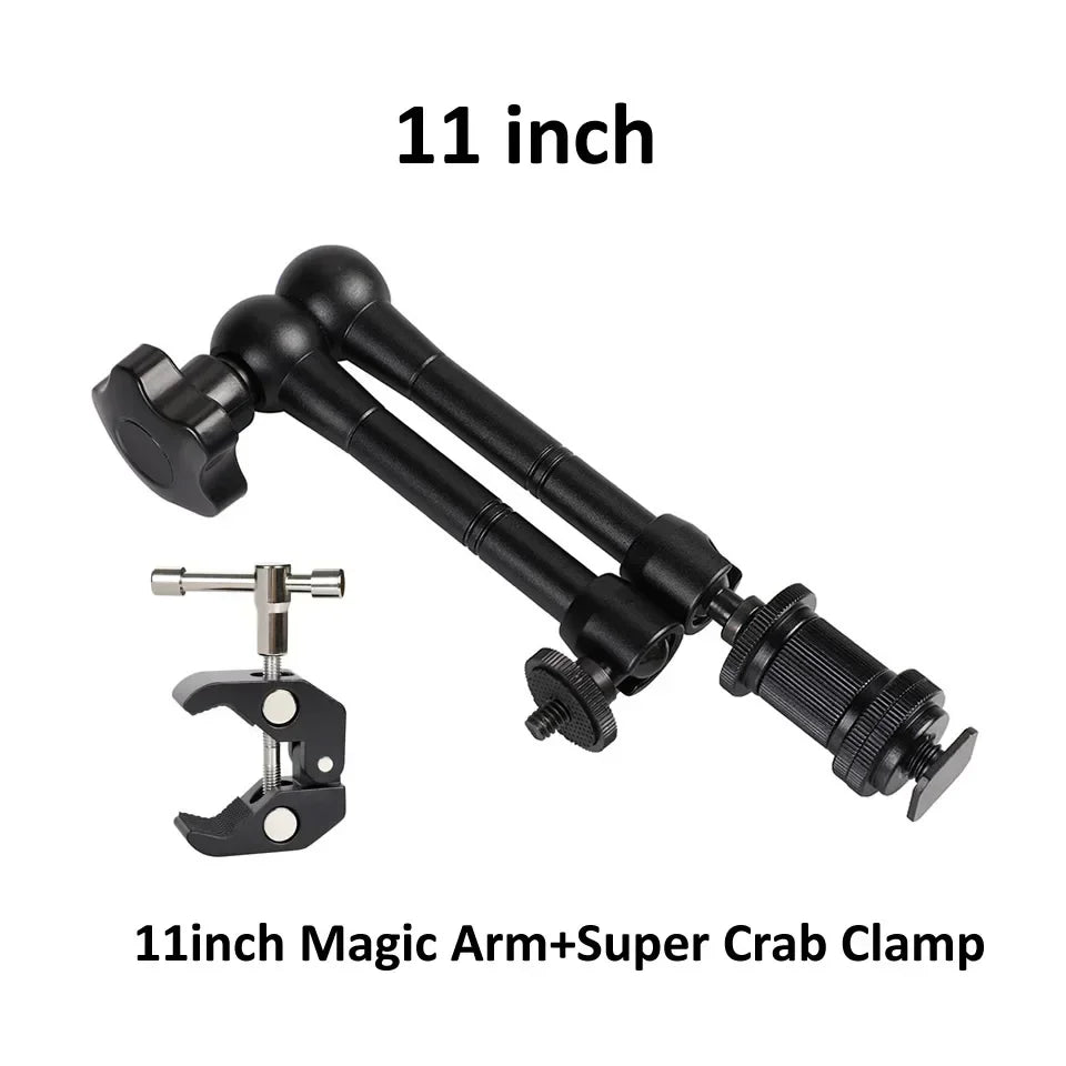 7/11/20 Inch Metal Articulating Magic Arm Super Clamp Holder Stand for DSLR Camera Monitor Phone Studio Photography Accessories