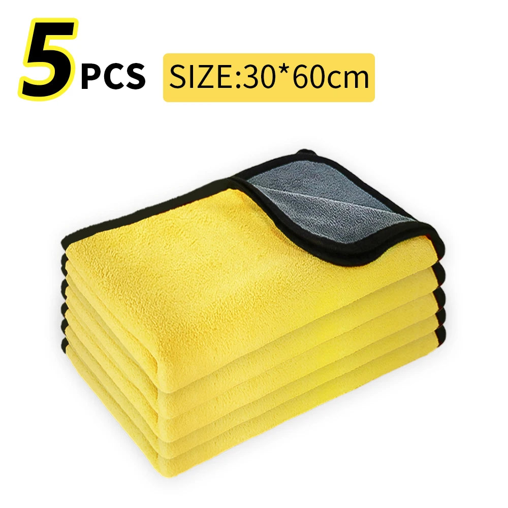 SEAMETAL 3/5/10Pcs Car Wash Microfiber Towel 30x30/60CM Car Cleaning Drying Cloth Hemming Car Care Cloth Car Wash Accessories